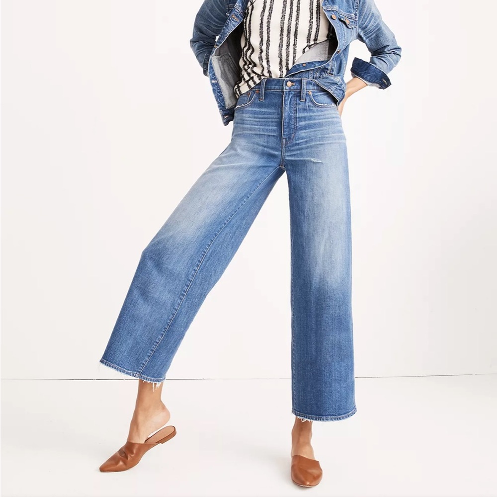 Madewell Wide-Leg Crop Jeans in Finney Wash